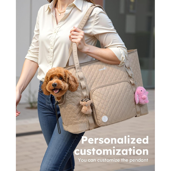 Транспортна сумка для собак Pecute, XL, 43x35x20 см, до 6 кг, для маленьких собак та котів, бежева