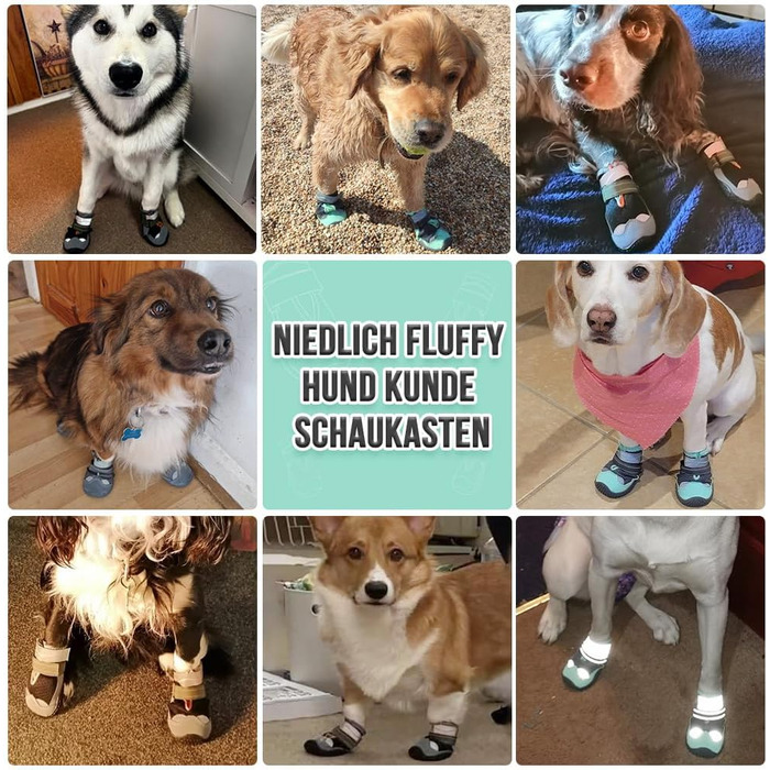 Шкарпетки для собак SlowTon - захист лап, 4 шт. - дихаючі, з антиковзкою підошвою, регульовані, світловідбиваючий кріплення. Підходять для собак маленьких, середніх та великих порід. Колір: сірий. Розмір 4: ширина 5.5 см