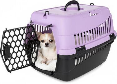 Транспортний бокс для тварин Happet ABBA M сірий 56x37x37 см – міцний, добре провітрюваний бокс з пластику для котів та маленьких собак, переноска для подорожей, переноска для котів (M (56x37x37cm), ABBA Violett)