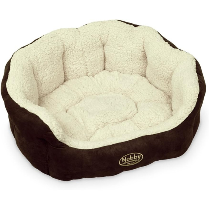 Ліжко для собак Nobby Taika, 66 x 57 x 22 см, коричневе/вовняно-біле, комфортне
