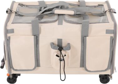 Транспортна переноска для собак та котів з колесами, складна, з дихаючими віконцями, двокамерна (Бежевий)