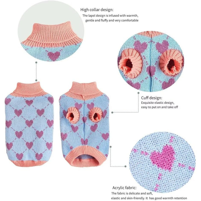 Пуловер для собак, теплий зимовий светр з візерунком, для цуценят та котів (L, Синій) L Синій