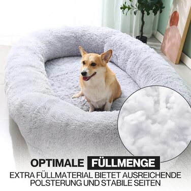 Ліжко для собак Noviclass® XXL 190 см | Ортопедичний матрац з Memory Foam | Зігріваюча ковдра та подушка | Сірий колір | Для великих собак