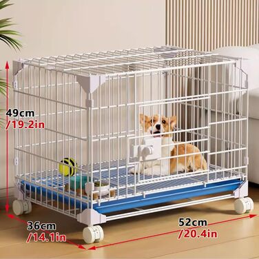 Клітка для собак, переноска для собак, металева клітка-переноска для дому, 52x36x49 см, з дашком та висувною полицею, на колесах