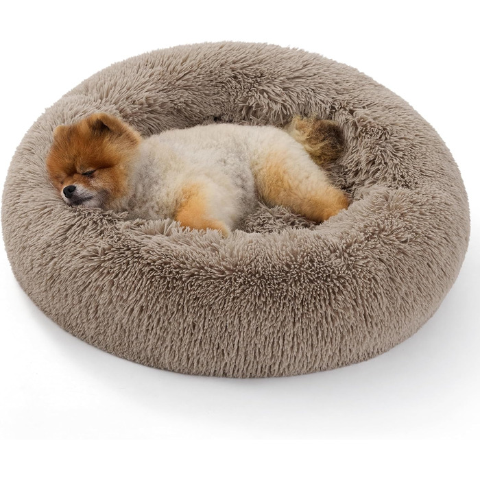 Кругле ліжко для котів BEDSURE Ø 60 см, м'яке, плюшеве, для котів та маленьких собак, 60x60x14 см
