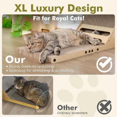 Котячий когтетоп з картону Mora Pets: великий, L-подібний, з іграшкою, 59 см