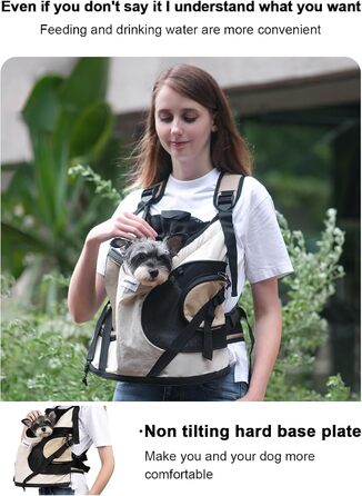 Сумка-переноска для собак HiDREAM, рюкзак для маленьких собак, середній, бежевий, для подорожей, з кишенями, зручна, машинного прання