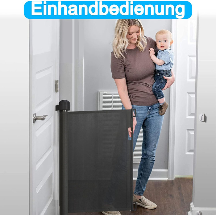 Захист для воріт Naizy Rollo 0-150см: сітка для собак, захист від дітей, ролетний тип, чорний 150см