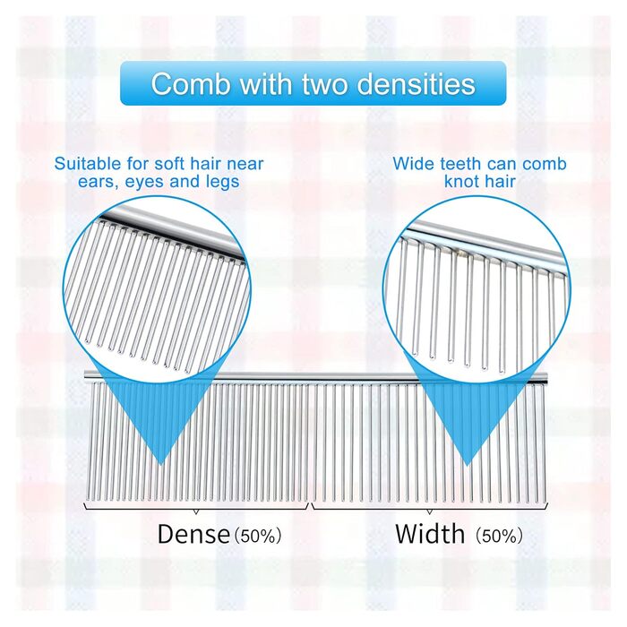 Гребінець для собак Andiker з нержавіючої сталі, щітка для догляду за шерстю, підходить для малих, середніх та великих тварин, котів, коней (L) Large