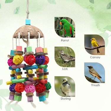 Іграшка для папуг MQUPIN - великий дерев'яний блок для калювання, лазіння та чищення (400 г)