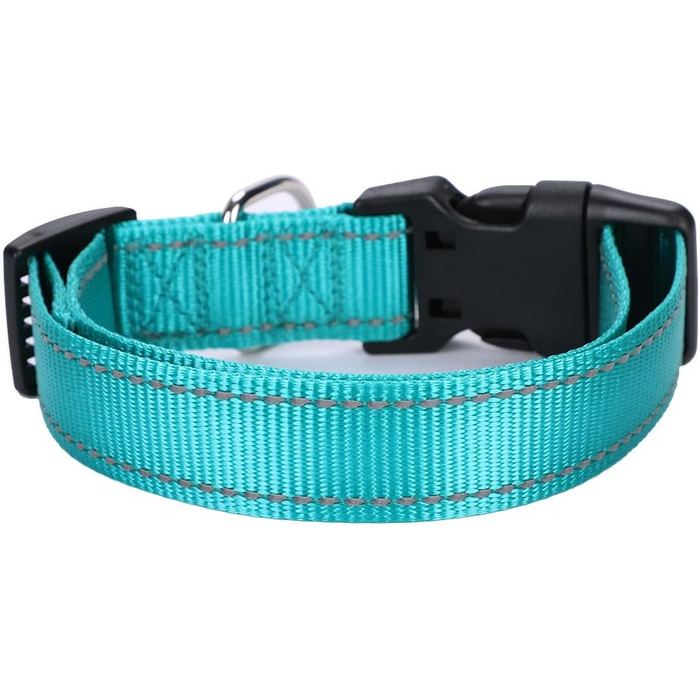 Нашийник для собак з нейлону з персоналізованою вишивкою, світловідбиваючий набір, блакитний колір, з гравіюванням на замовлення, для великих, середніх та маленьких собак