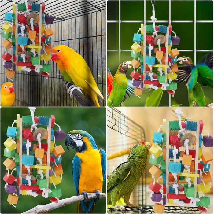 Іграшка для папуги MQUPIN: дерев'яні блоки для жування, 56 см, для Африканського сірого папуги, M-11 inches