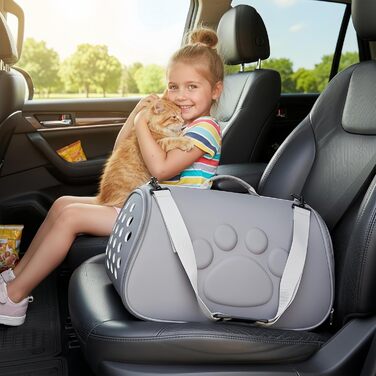 Транспортна сумка для котів та собак - переноска для тварин на плечі | Для подорожей, прогулянок, літака, ветеринара (Сірий, L)