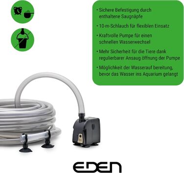 Система для швидкої заміни води в акваріумі Eden 94235 CDA 600, комплект із помпою, 10 м шлангом і присосками