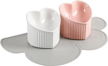 Набір мисок для котів Katzennapf Set: керамічні, підняті, з антиковзною підкладкою, зелені та темно-зелені (рожеві та білі)