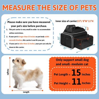 Трансформер для тварин Petskd: переноска для собак та котів, 43.2 x 28.9 x 24.5 см, схвалена авіаперевізниками, чорна