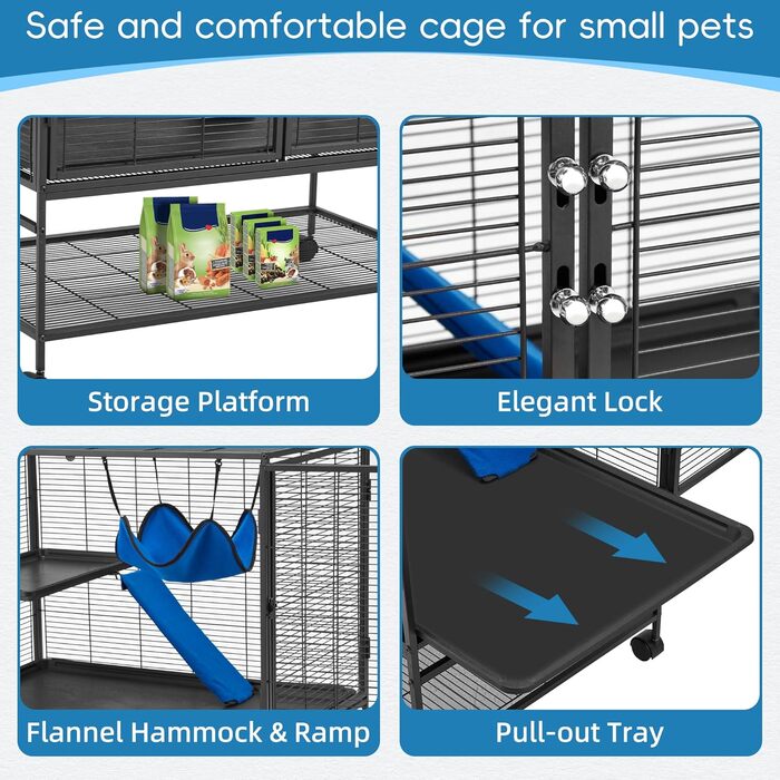 Клітка для хорягів та дрібних тварин Habutway, 2-ярусна, металева, 91x58x99 см