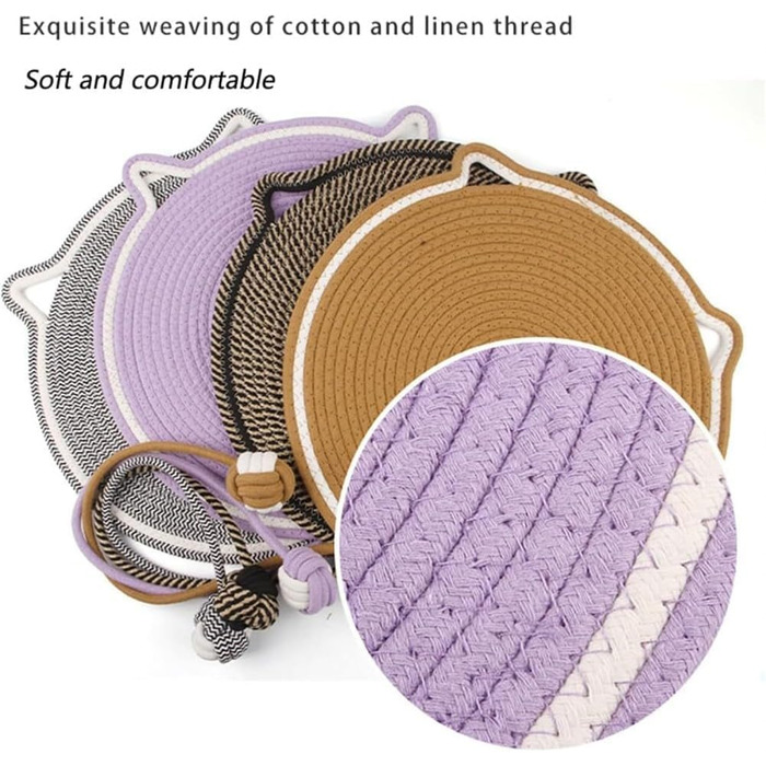 Килимок для дряпання котів Kratzwunder, з натурального бавовняного мотузка, сірий, 43x43 см