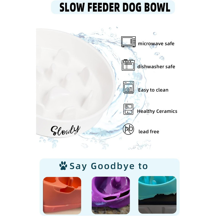 Керамічна миска для собак Slow Feeder, біла, для малих і середніх порід