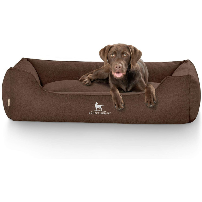 Крісло-ліжко для собак Crispino з велюру, ручної роботи, розмір M-L, 85 x 63 см. Знімний чохол, легко мити. Підходить для великих, середніх та маленьких собак (Колір: Коричневий, Розміри: 85 x 63 x 23 см)