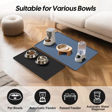 Силіконовий килимок для годування собак та котів з піднятими бортиками, неслизький, водонепроникний (Сірий, S)