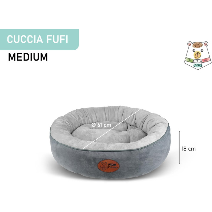 Кругле ліжко для собак та котів Fufi Large, 71 см, з м'якими краями, універсальне, нековзне, знімне, для прання в машині