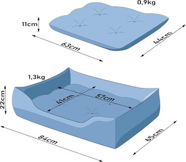 М'яке ліжко для собак та котів з високими бортиками, 84x65 см, графітовий колір