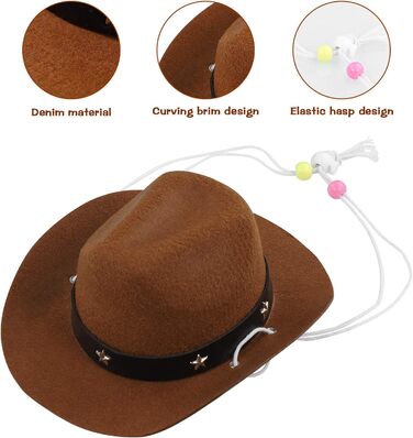 Капелюх ковбойський для собак та котів POPETPOP – веселі святкові капелюхи для домашніх тварин, аксесуари для костюмів на Хелловін та Різдво (колір кавовий)