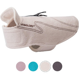 Тепла куртка VIVAGLORY для собак на зиму, флісова жилетка з застібкою-липучкою та отвором для повідка, світловідбиваюча, регульована, S, Бежевий