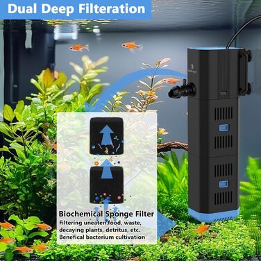 Акваріумний фільтр Fishkeeper 1000 л/год, 16W, для акваріумів 120-300 л, 4-в-1 (фільтр, аератор, помпа, губка)