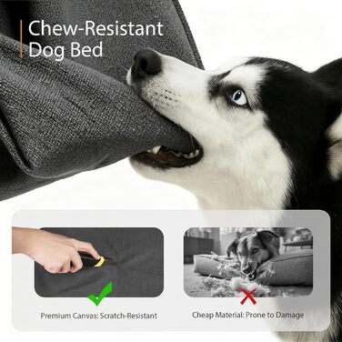 Ортопедичне собаче ліжко Sytopia з тканини для яхт для великих та середніх собак, підходить для дому та вулиці, водонепроникне та миється, знімний чохол, неслизьке дно, розмір 107 x 76 x 8 см, сірий колір