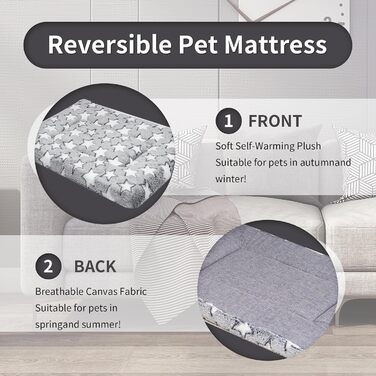 Килимок для собак маленьких порід, 61 x 40.6 см, короткий плюш, товщина 4.1 см, для собачих будок, машинне прання, ідеально для кліток 61 см, сірий, Stern