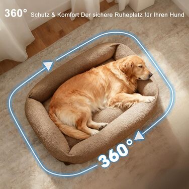 Крісло-лежанка для собак великих порід, XXL, коричневе, знімний чохол, неслизьке, з підголовником, 106x76x20 см