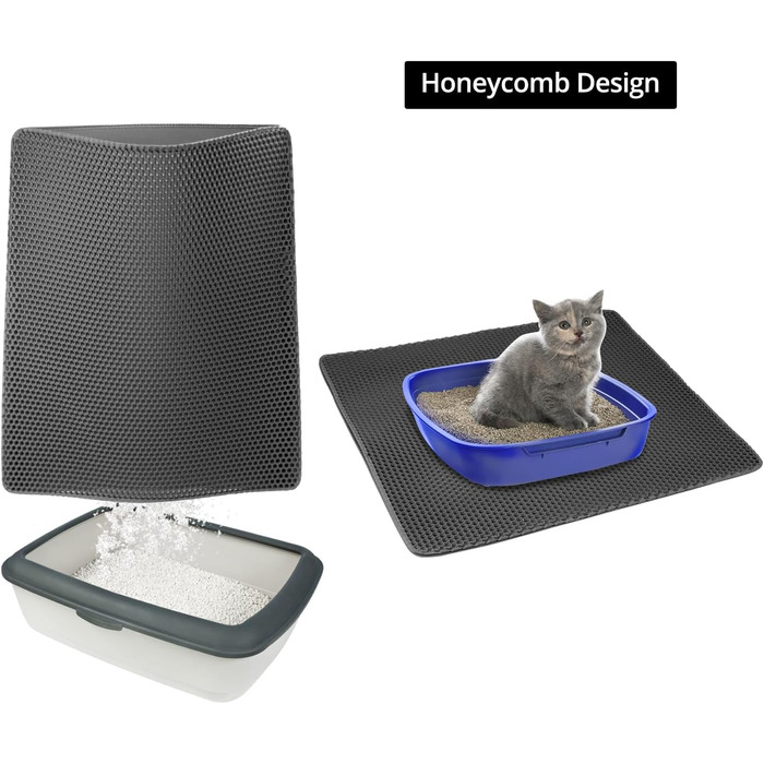 Килимок для котячого туалету QWORK® з комірками, 90 x 76 см, EVA, антиковзаючі