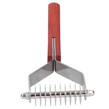 Гребінець для грумінгу домашніх тварин Y-подібний гребінець для підшерстка, з нержавіючої сталі, дерев'яний, 20x7 см - ефективне видалення шерсті, ніжний догляд за шерстю, для котів та собак