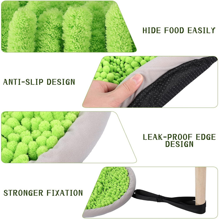 Schnüffelmatte для собак POPETPOP: миюча, з присосками, килимок для корму, великий/маленький, зелений (42 см)