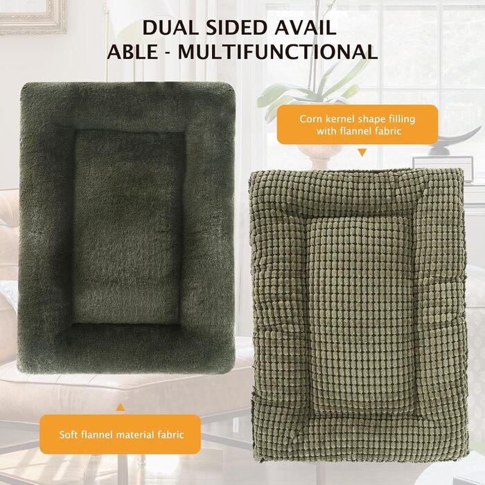 Килимок для собак PET SPPTIES: м'який, теплий, миючий, двосторонній, 61x41 см, темно-зелений