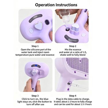 Парова щітка для собак 2025, 4-в-1: щітка-універсал для собак з розпилювачем та УФ-дезінфекцією. Легко видаляє відмерле волосся та бруд під час масажу. (Біла)