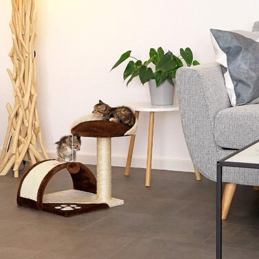 Драбина-кіготь Lionto для котів, 43 см, з іграшками, коричнево-бежева