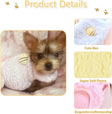 FLAdorepet Комплект одягу для собак та котів (3 шт.) для Чихуахуа, Йоркширського тер'єра, теплий фліс, для зими, для маленьких цуценят, XXS (вага 0,5–0,9 кг)