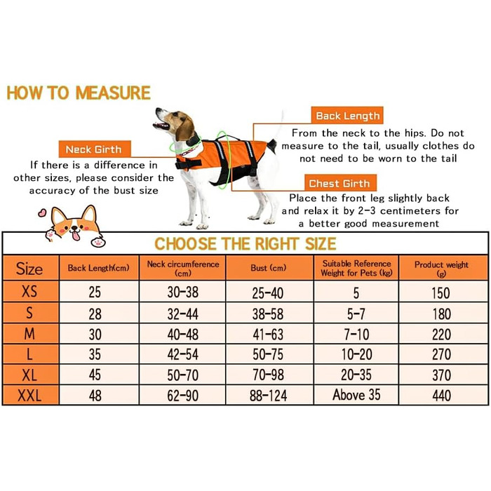 Жилет рятувальний для собак FainFun Orange, XS. Регульований, з високою плавучістю та рятувальним гачком. Підходить для малих та великих собак.