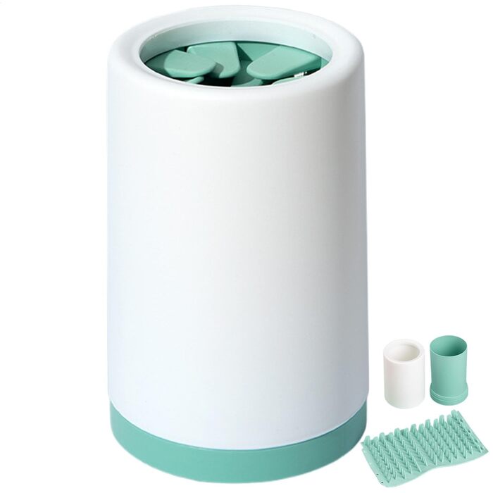 Миска для миття лап собак Tuxxjzm, витокостійкий очищувач лап для домашніх тварин, видалення бруду, щітка для лап, м'яка машина для чищення лап, покращена ефективність очищення, зелений, великий розмір