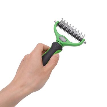 Гребінець для собак та котів Unterwollkamm - двосторонній, з обрізачем для нігтів, з нержавіючої сталі, ергономічна ручка. Ефективне видалення шерсті, ніжний до шкіри.