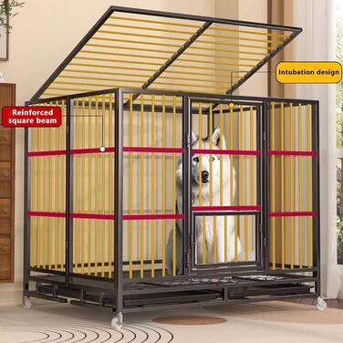 Клітка для собак Gitterbox: складана, на колесах, з маленькою дверцятами (77x55x76 см, чорний)