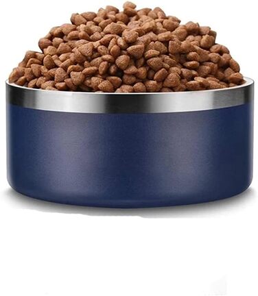 Нержавійна миска для собак та котів Gteller, подвійні стінки, 907 мл, сіра