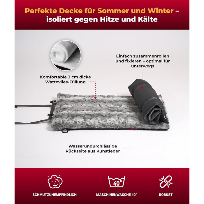Водонепроникна собача підстилка HS-Hundebett Outdoor M 65x95 см, прана, 3 см наповнювач, для дому та подорожей, сіра, вироблено в Німеччині