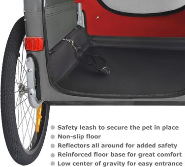 Візок для собак Tiggo VS Pets 2-в-1: візок та велопричіп, для собак до 35 кг, об'єм 270 л (червоний)