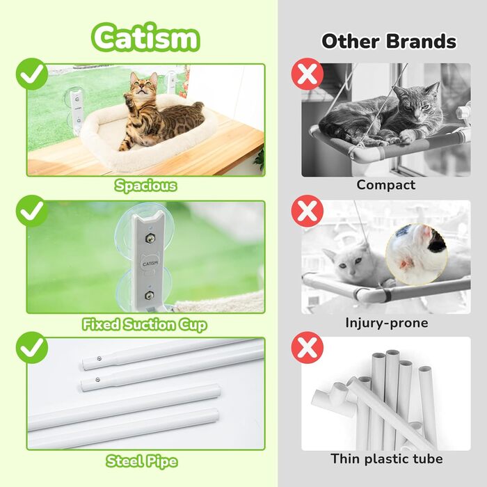 Кішка-гамак CATISM для вікна з подушкою, 52x30 см, до 20 кг, бежевий