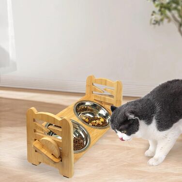 Підвищений годівниця для тварин Suerhatcon, миска для собак або котів, регульована висота, з 2 нержавіючими мисками для маленьких собак та котів