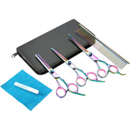 Набір професійних ножиць для грумінгу собак та котів, нержавіюча сталь, вигнуті